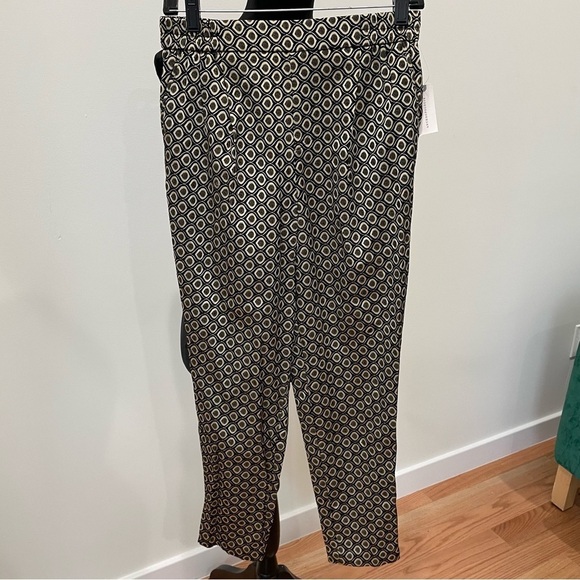 Anthropologie Gold Black Larkin Jacquard Tapered Trouser Pants NWT Size XS - Picture 5 of 10
